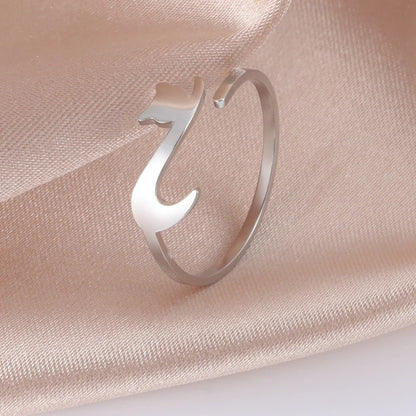 Adjustable Cat Ring in Stainless Steel - Minimalist, Delicate, and Fun