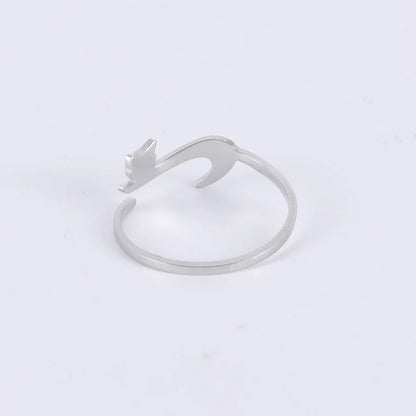 Adjustable Cat Ring in Stainless Steel - Minimalist, Delicate, and Fun