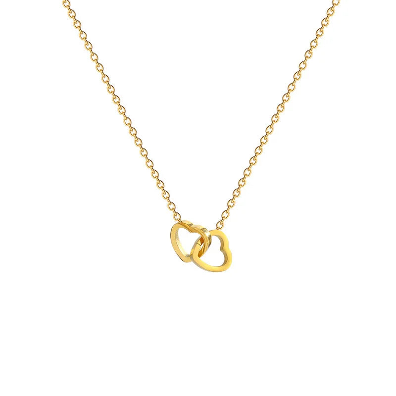 Double Minimalist Heart Necklace - For Moments that Touch the Heart