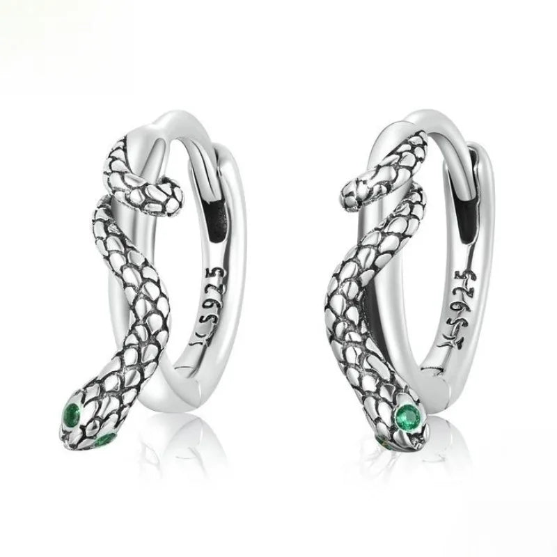 925 Silver Snake-Shaped Earrings – Power and Elegance for Unique Women