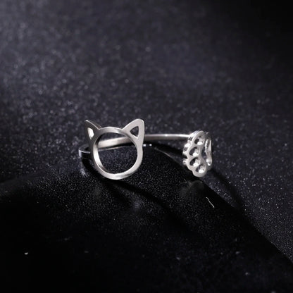 Adjustable Steel Ring - Golden Cat Paw: Delicacy and Affection