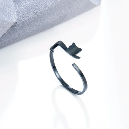 Adjustable Cat Ring in Stainless Steel - Minimalist, Delicate, and Fun