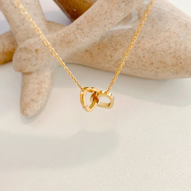 Double Minimalist Heart Necklace - For Moments that Touch the Heart