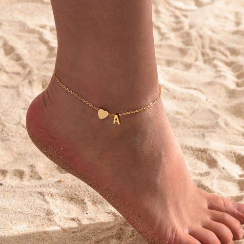 Personalized Heart Charm Ankle Bracelet - The Delicacy That Accompanies Your Steps