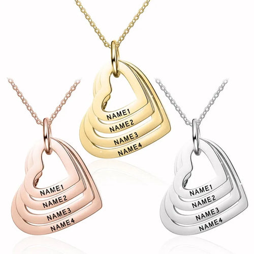 Personalized Heart Necklace with Engraved Names