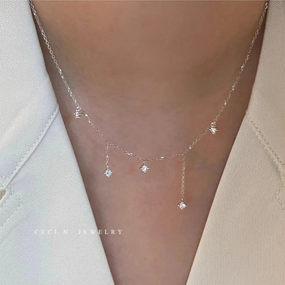 Star Choker Necklace with Zirconia in 925 Sterling Silver, 18k Gold Plated