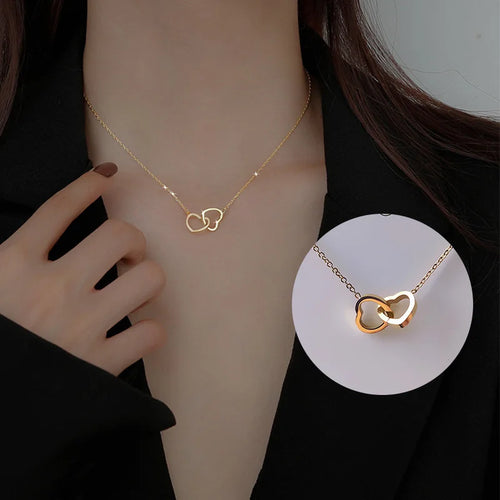 Double Minimalist Heart Necklace - For Moments that Touch the Heart