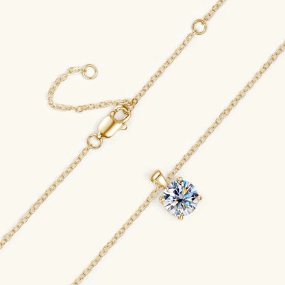 Classic 1ct Moissanite Necklace with 18k Gold Plating - Luxury and Elegance in 925 Silver