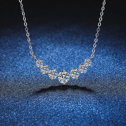 Moissanite Necklace in 925 Silver Plated with 18k White Gold