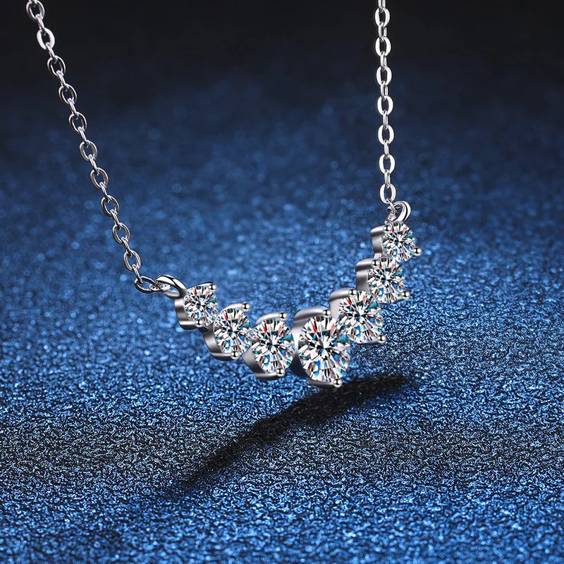 Moissanite Necklace in 925 Silver Plated with 18k White Gold