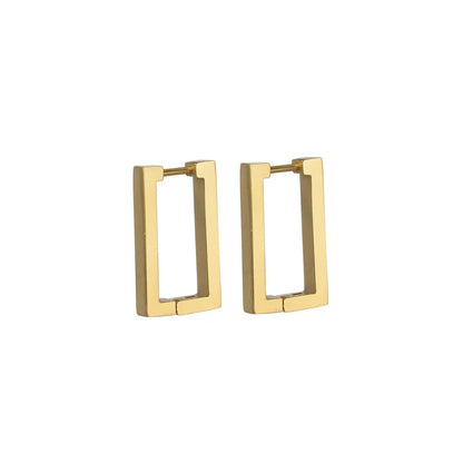 Geometric Stainless Steel Earrings - Modern Rectangular Hoops for Women